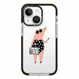 For iPhone 14 Simple Illustration Pattern Full Coverage Phone Case(Piglet)