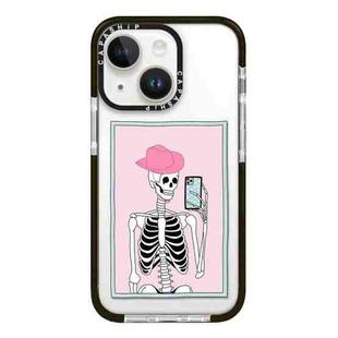 For iPhone 14 Simple Illustration Pattern Full Coverage Phone Case(Skull B)