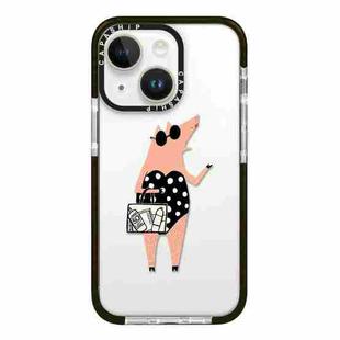 For iPhone 14 Plus Simple Illustration Pattern Full Coverage Phone Case(Piglet)