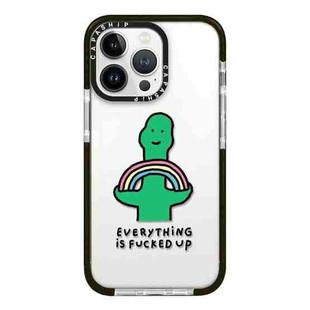 For iPhone 15 Pro Simple Illustration Pattern Full Coverage Phone Case(Green Dinosaur A)