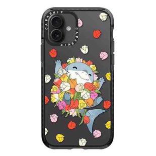 For iPhone 16 Simple Illustration Pattern Full Coverage Phone Case(Smiling Shark C)