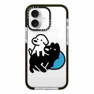 For iPhone 16 Simple Illustration Pattern Full Coverage Phone Case(Puppy B)