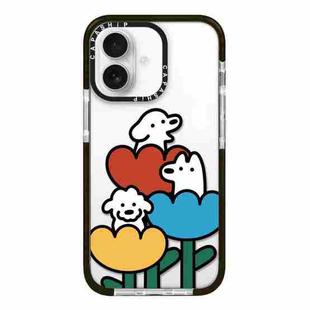 For iPhone 16 Simple Illustration Pattern Full Coverage Phone Case(Puppy D)