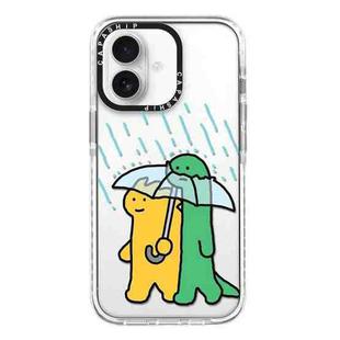 For iPhone 16 Simple Illustration Pattern Full Coverage Phone Case(Green Dinosaur B)