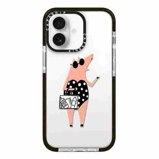 For iPhone 16 Simple Illustration Pattern Full Coverage Phone Case(Piglet)