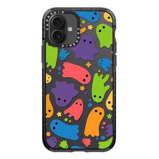 For iPhone 16 Plus Simple Illustration Pattern Full Coverage Phone Case(Ghost A)