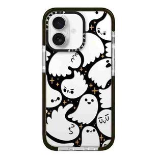 For iPhone 16 Plus Simple Illustration Pattern Full Coverage Phone Case(Ghost B)