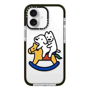 For iPhone 16 Plus Simple Illustration Pattern Full Coverage Phone Case(Puppy C)