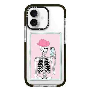 For iPhone 16 Plus Simple Illustration Pattern Full Coverage Phone Case(Skull B)