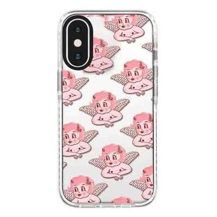 For iPhone X / XS Simple Illustration Pattern Full Coverage Phone Case(Pink Angel)