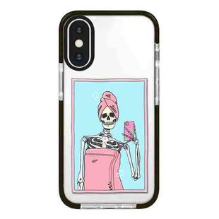 For iPhone X / XS Simple Illustration Pattern Full Coverage Phone Case(Skull A)