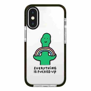 For iPhone XS Max Simple Illustration Pattern Full Coverage Phone Case(Green Dinosaur A)