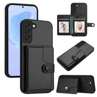 For Samsung Galaxy S22+ 5G Button Card Bag RFID Anti-theft Phone Case(Black)