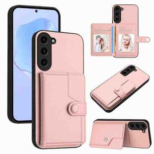 For Samsung Galaxy S23+ 5G Button Card Bag RFID Anti-theft Phone Case(Pink)