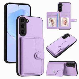 For Samsung Galaxy S23+ 5G Button Card Bag RFID Anti-theft Phone Case(Purple)