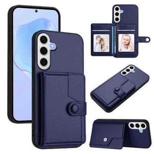 For Samsung Galaxy S24 FE 5G Button Card Bag RFID Anti-theft Phone Case(Blue)