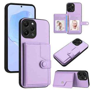 For Redmi 12 4G Global Button Card Bag RFID Anti-theft Phone Case(Purple)