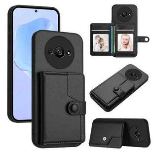 For Redmi A3 4G Global Button Card Bag RFID Anti-theft Phone Case(Black)