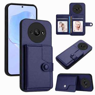 For Redmi A3 4G Global Button Card Bag RFID Anti-theft Phone Case(Blue)