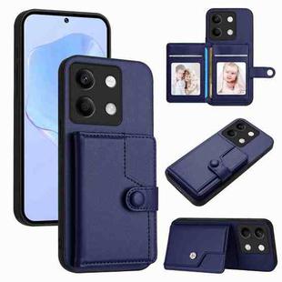 For Redmi Note 13 5G Button Card Bag RFID Anti-theft Phone Case(Blue)