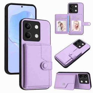 For Redmi Note 13 5G Button Card Bag RFID Anti-theft Phone Case(Purple)