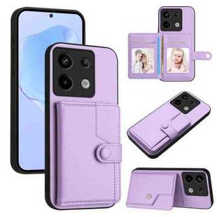 For Redmi Note 13 Pro 5G Button Card Bag RFID Anti-theft Phone Case(Purple)