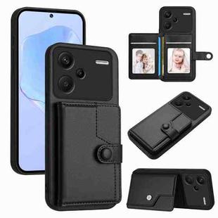 For Redmi Note 13 Pro+ Button Card Bag RFID Anti-theft Phone Case(Black)