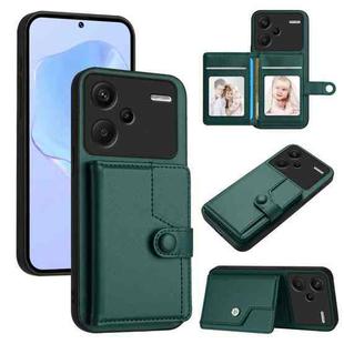 For Redmi Note 13 Pro+ Button Card Bag RFID Anti-theft Phone Case(Green)