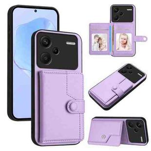 For Redmi Note 13 Pro+ Button Card Bag RFID Anti-theft Phone Case(Purple)