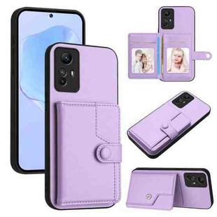 For Redmi Note 12S 4G Global Button Card Bag RFID Anti-theft Phone Case(Purple)