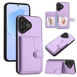 For Redmi Note 13R / 13 4G Button Card Bag RFID Anti-theft Phone Case(Purple)