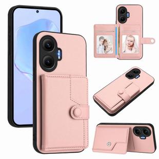 For Redmi Turbo 4 Pro / Xiaomi Poco F7 Button Card Bag RFID Anti-theft Phone Case(Pink)