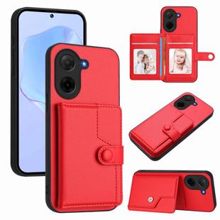 For Redmi A5 4G 171.7mm / Xiaomi Poco C71 Button Card Bag RFID Anti-theft Phone Case(Red)