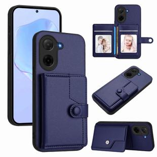For Redmi A5 4G 171.7mm / Xiaomi Poco C71 Button Card Bag RFID Anti-theft Phone Case(Blue)