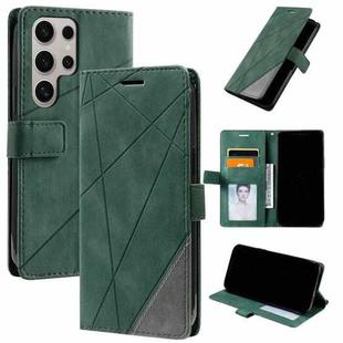 For Samsung Galaxy S25 Ultra 5G Skin Feel Splicing Leather Phone Case(Green)