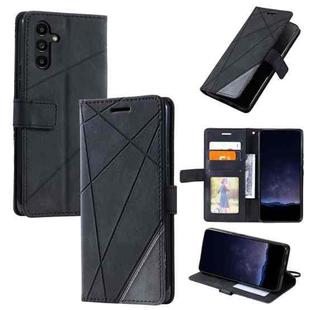 For Samsung Galaxy S25+ 5G Skin Feel Splicing Leather Phone Case(Black)