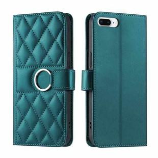 For iPhone 7 Plus / 8 Plus Ring Buckle Rhombic Leather Phone Case(Green)