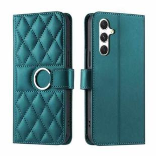 For Samsung Galaxy S24 5G Ring Buckle Rhombic Leather Phone Case(Green)