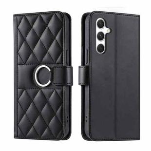 For Samsung Galaxy S24 5G Ring Buckle Rhombic Leather Phone Case(Black)