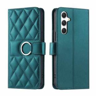 For Samsung Galaxy S24+ 5G Ring Buckle Rhombic Leather Phone Case(Green)