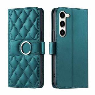For Samsung Galaxy S23+ 5G Ring Buckle Rhombic Leather Phone Case(Green)