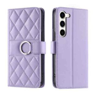 For Samsung Galaxy S23+ 5G Ring Buckle Rhombic Leather Phone Case(Purple)