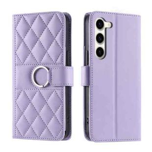 For Samsung Galaxy S23 5G Ring Buckle Rhombic Leather Phone Case(Purple)