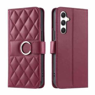 For Samsung Galaxy S23 FE 5G Ring Buckle Rhombic Leather Phone Case(Red)