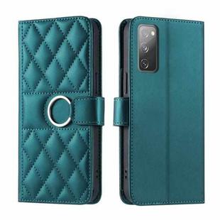 For Samsung Galaxy S20 FE Ring Buckle Rhombic Leather Phone Case(Green)