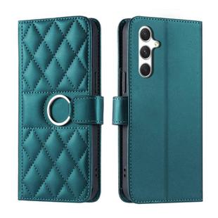 For Samsung Galaxy S25 5G Ring Buckle Rhombic Leather Phone Case(Green)