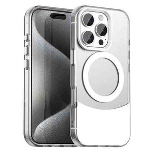 For iPhone 16 Pro Color Blocking Series MagSafe Magnetic PC Hybrid TPU Phone Case(White)