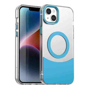 For iPhone 15 Color Blocking Series MagSafe Magnetic PC Hybrid TPU Phone Case(Blue)