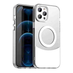 For iPhone 13 Pro Max Color Blocking Series MagSafe Magnetic PC Hybrid TPU Phone Case(White)