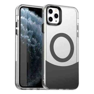 For iPhone 11 Pro Max Color Blocking Series MagSafe Magnetic PC Hybrid TPU Phone Case(Black)